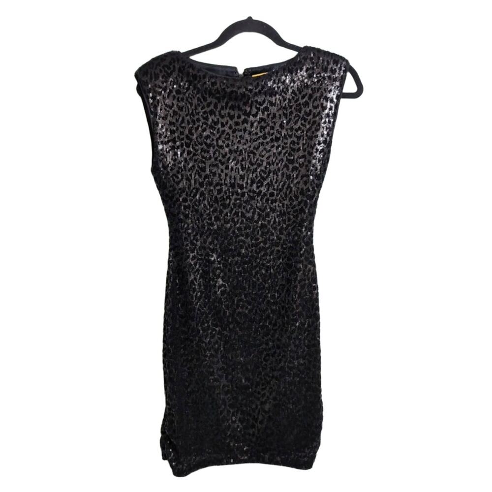 Alice + Olivia Black Silk Velvet Sequin Animal Print Dress Leopard Party S (est)